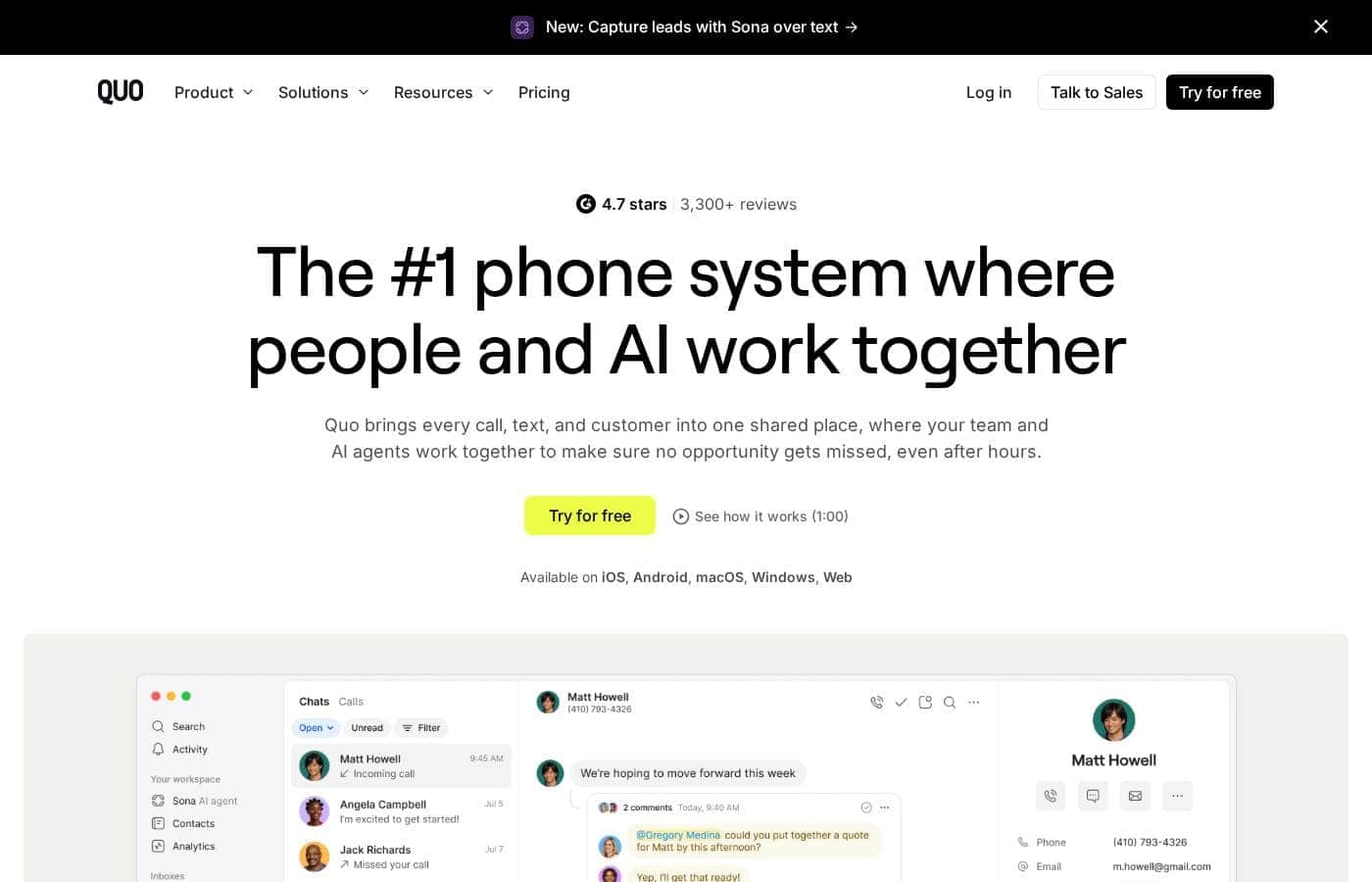 OpenPhone homepage screenshot