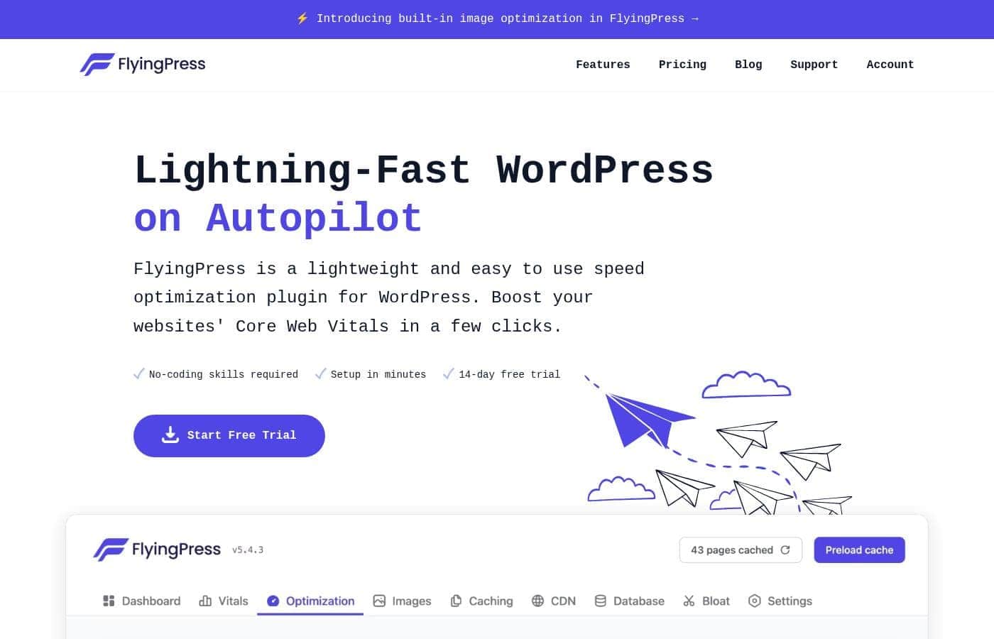 Скриншот главной страницы FlyingPress