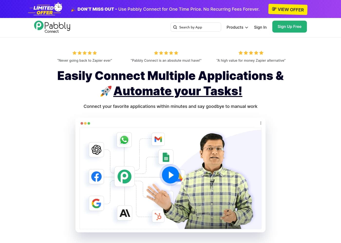 Pabbly Connect 홈페이지 스크린샷