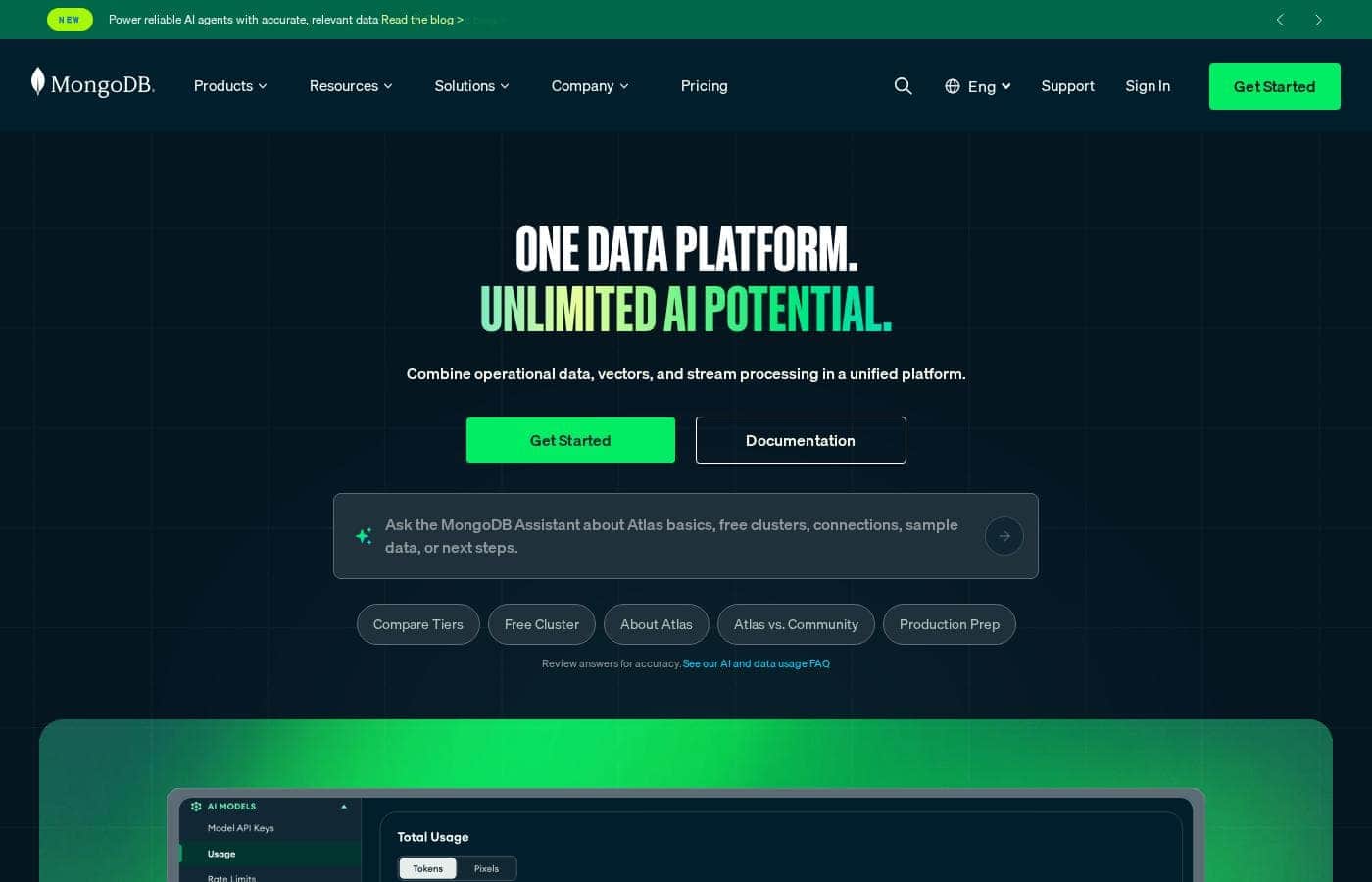 MongoDB homepage screenshot