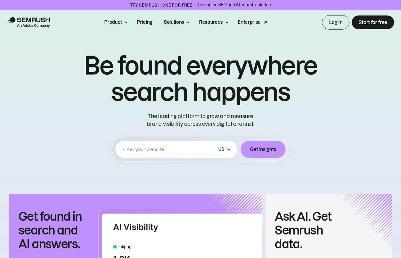 Semrush homepage screenshot