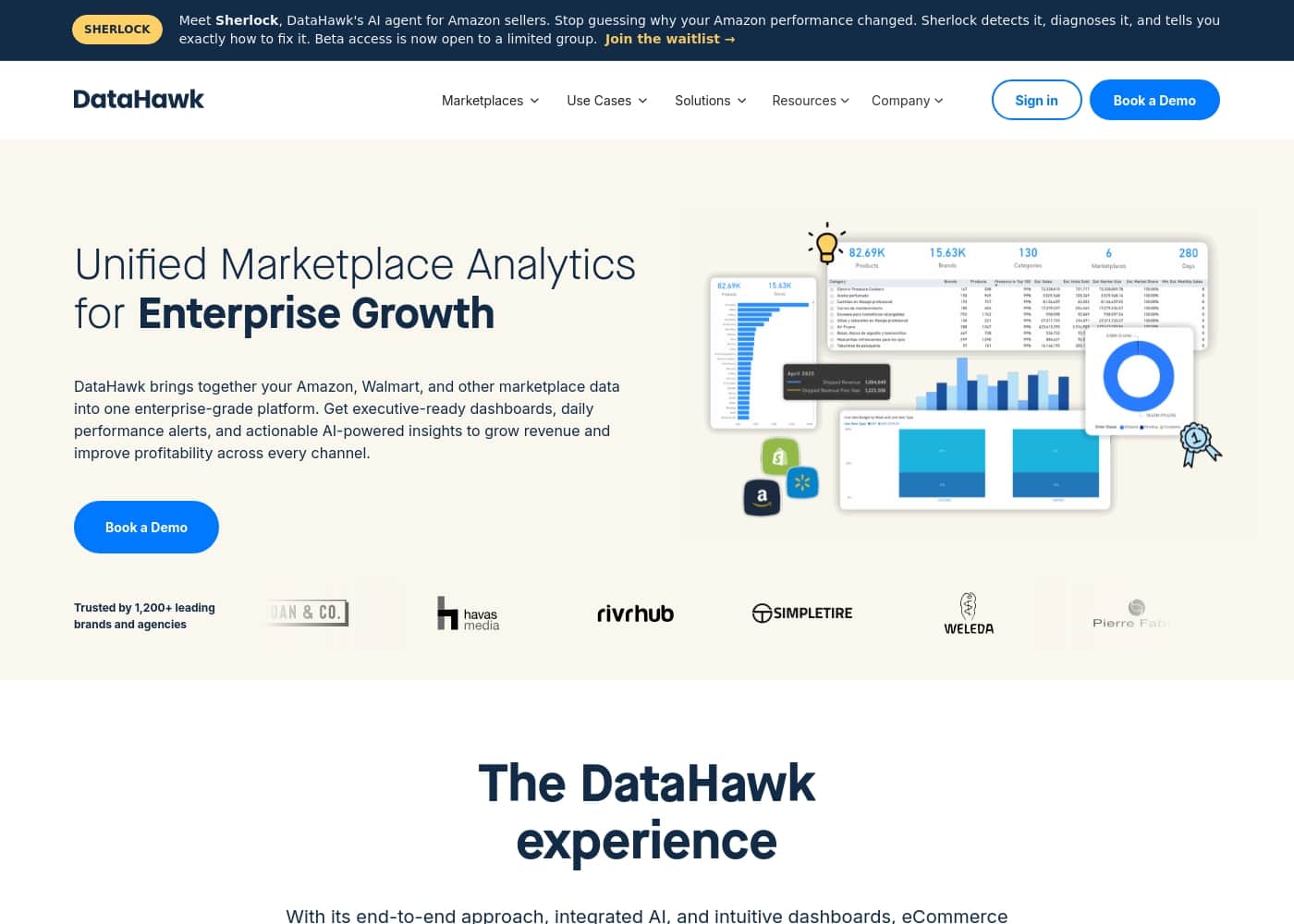 DataHawk homepage screenshot