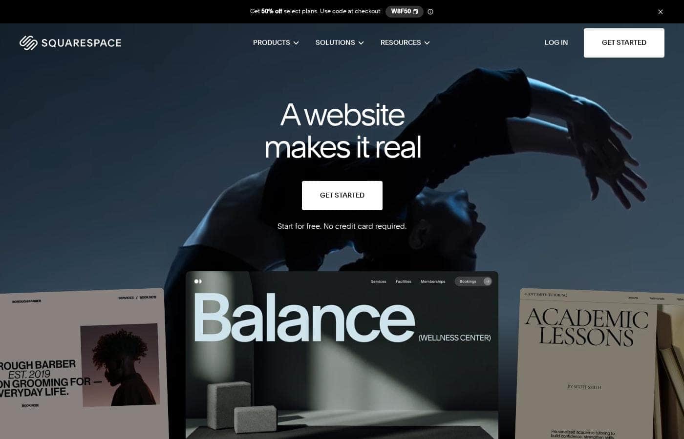 Squarespace homepage screenshot