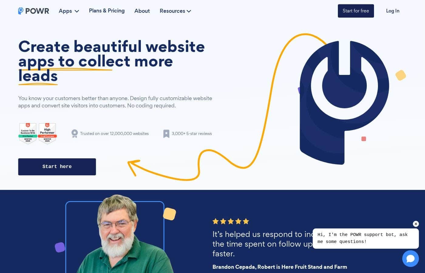 Powr homepage screenshot