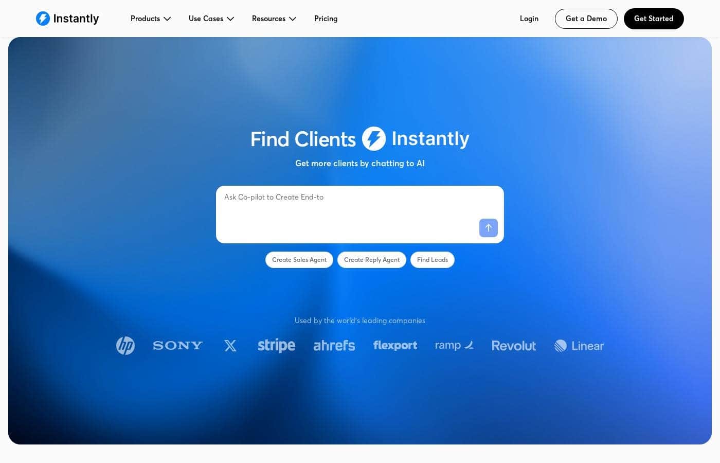 Instantly homepage screenshot