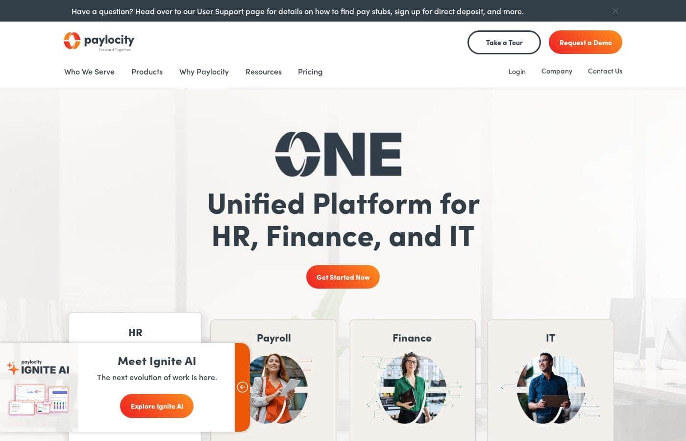 Paylocity homepage screenshot