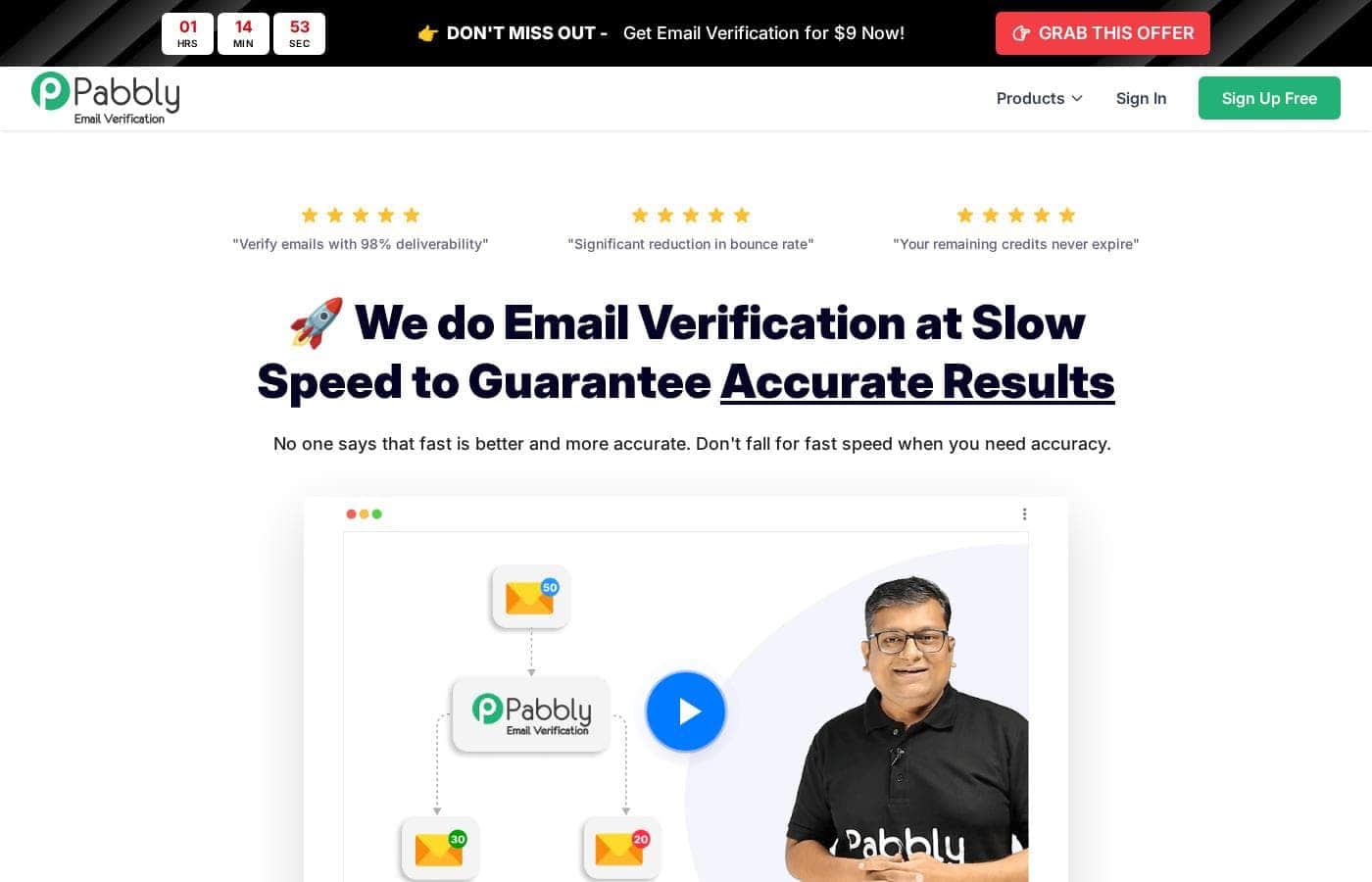 Pabbly Email Verification homepage screenshot