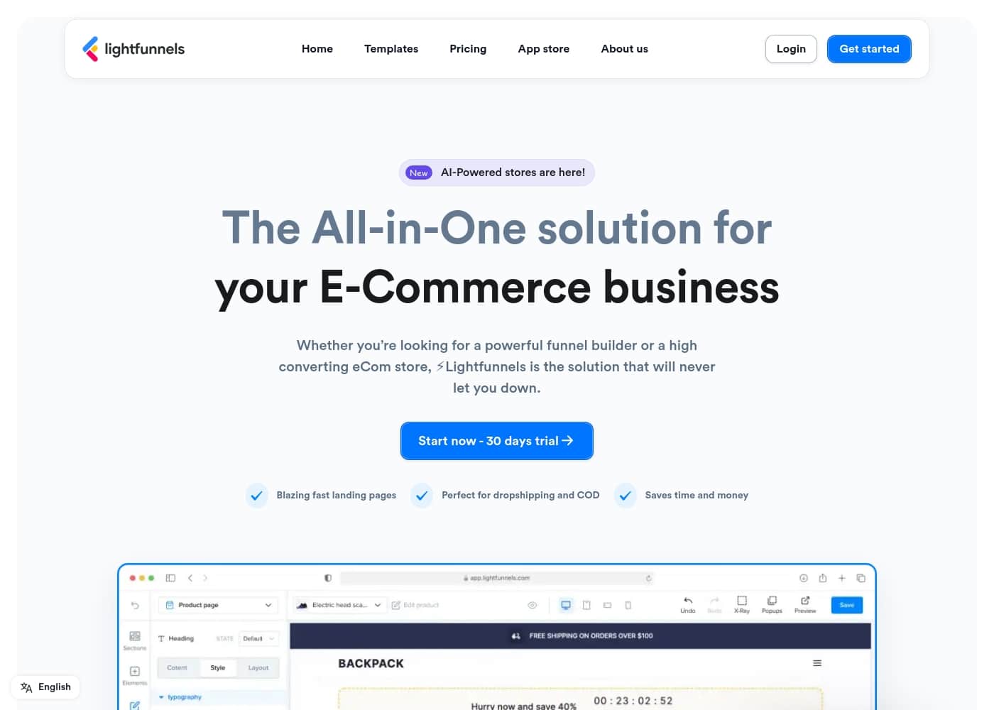 Lightfunnels homepage screenshot