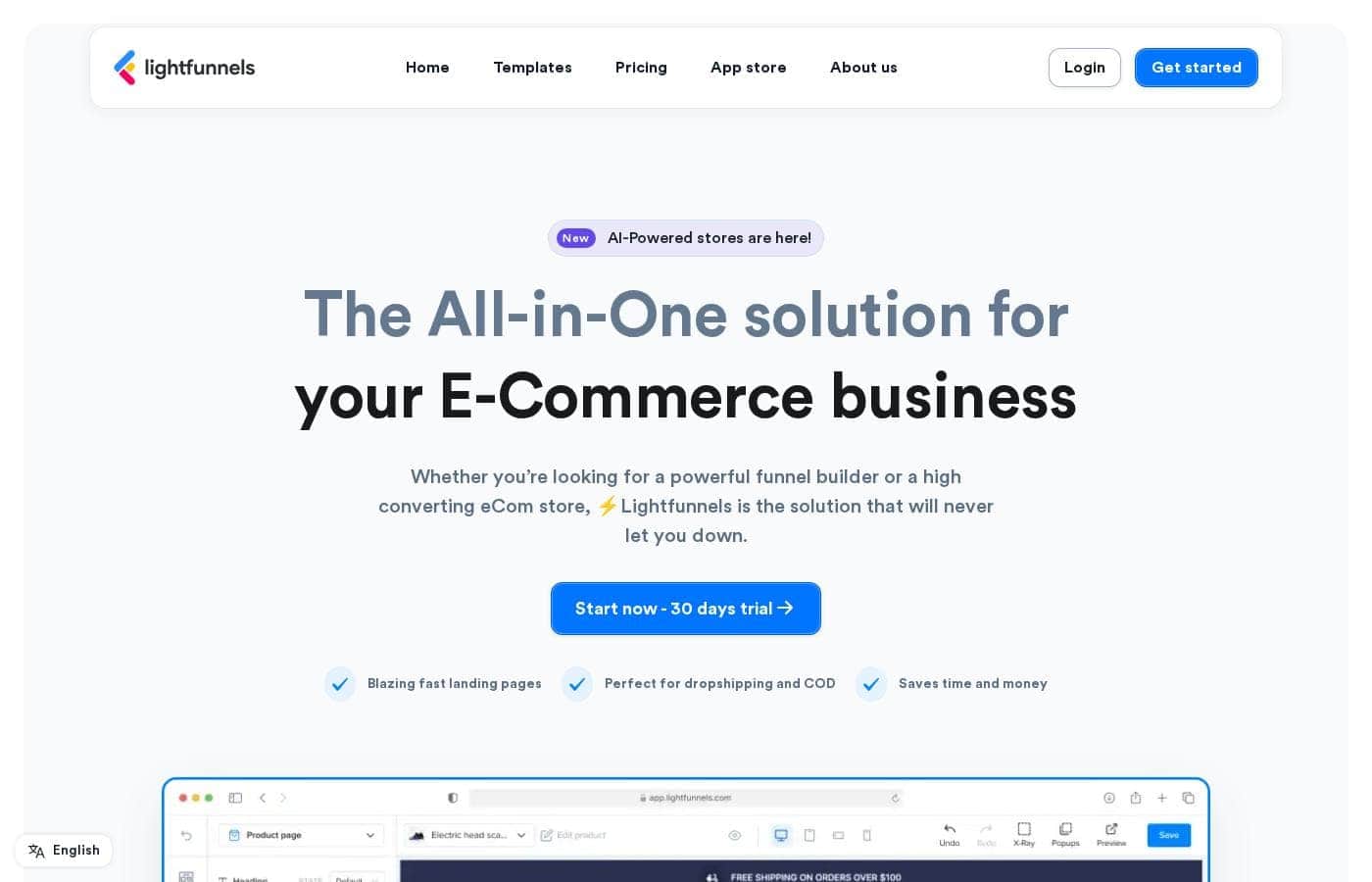 Lightfunnels 홈페이지 스크린샷
