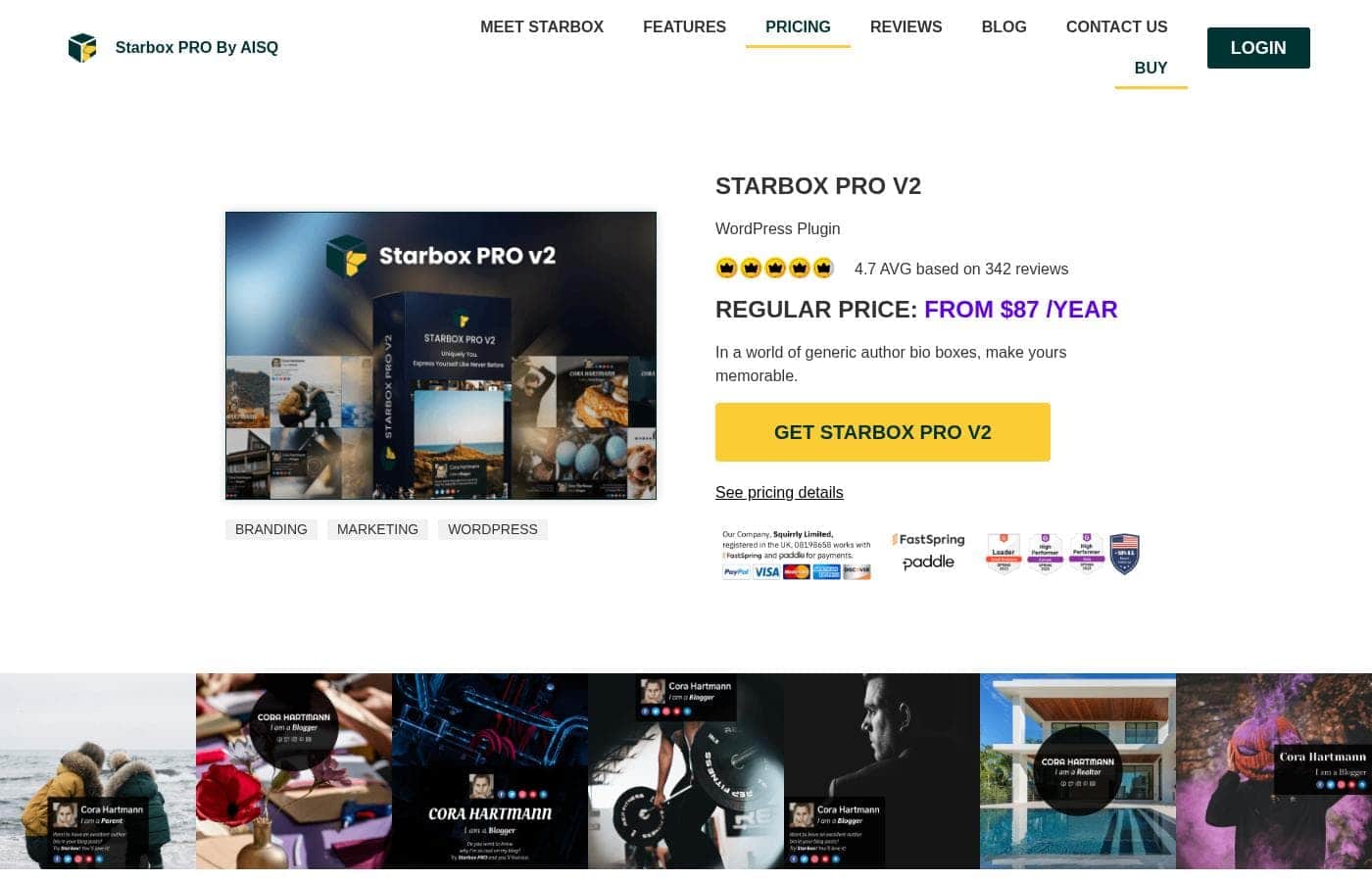 Starbox Pro pricing page screenshot