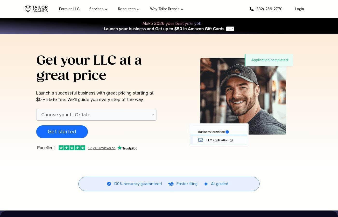 Tailor Brands pricing page screenshot