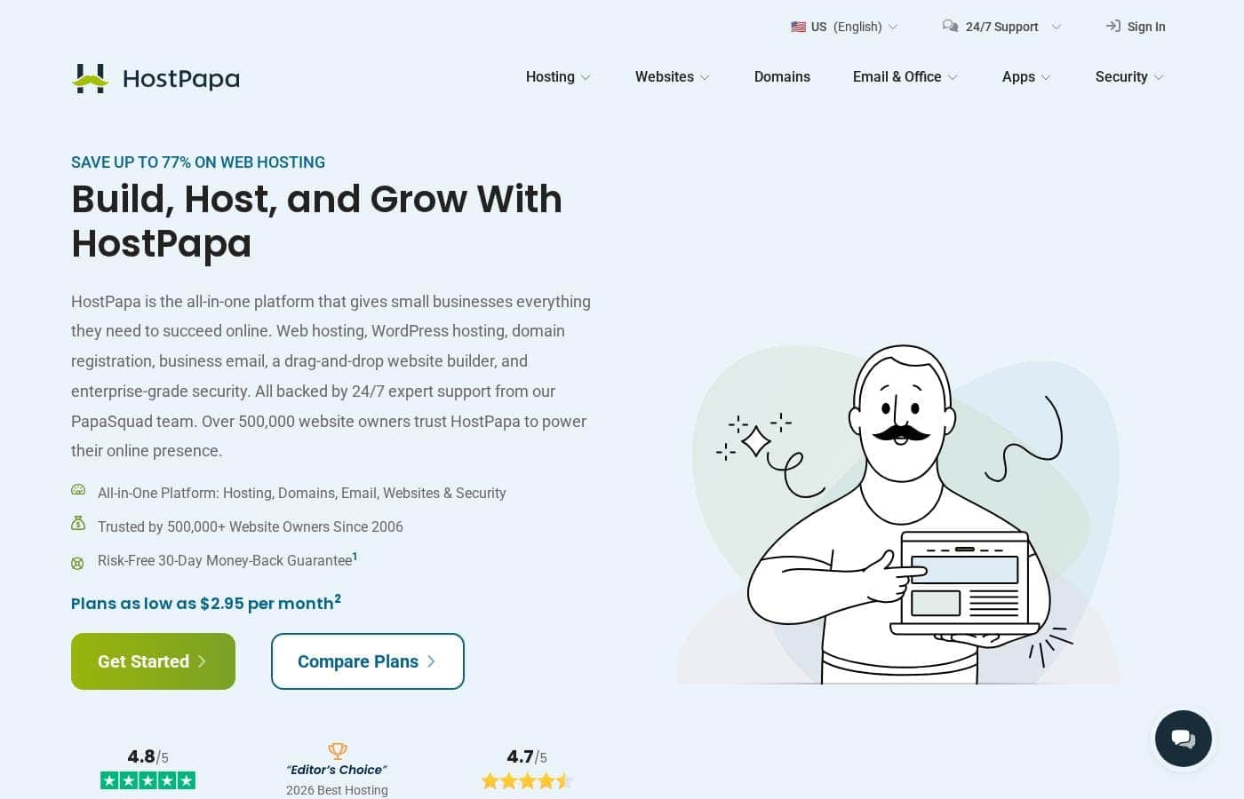 HostPapa 홈페이지 스크린샷