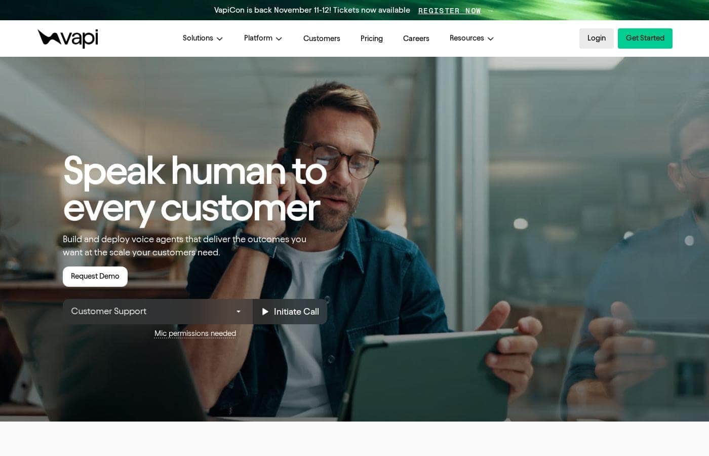 Vapi homepage screenshot
