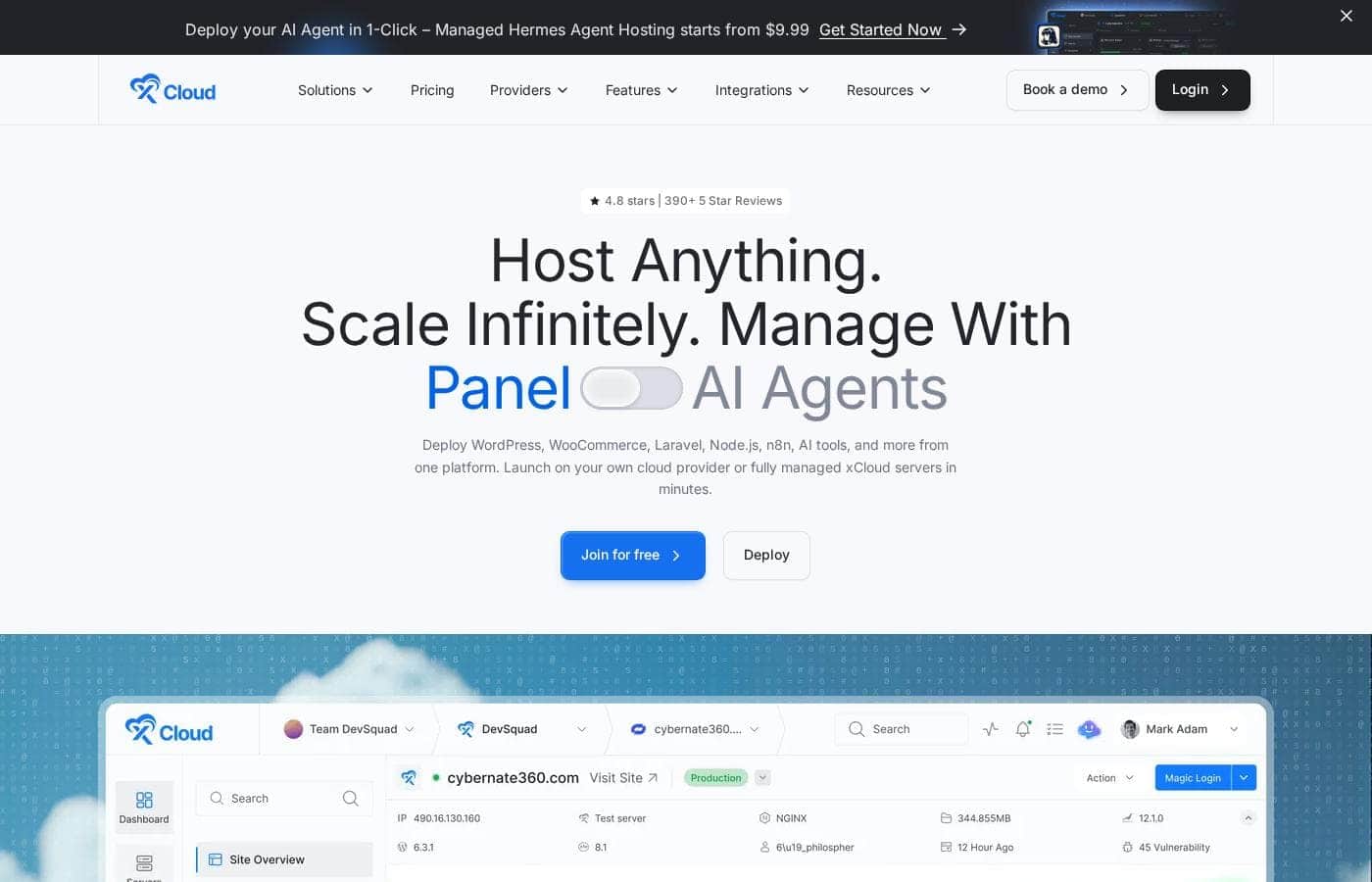 xCloud homepage screenshot