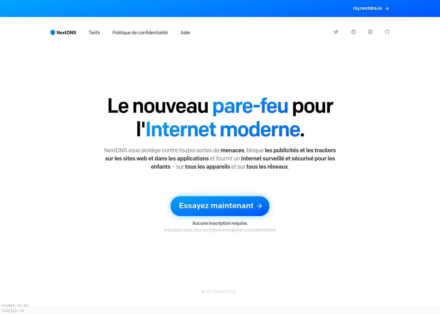 NextDNS homepage screenshot