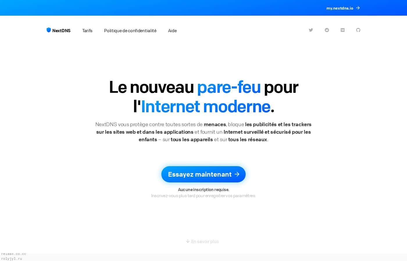 NextDNS homepage screenshot