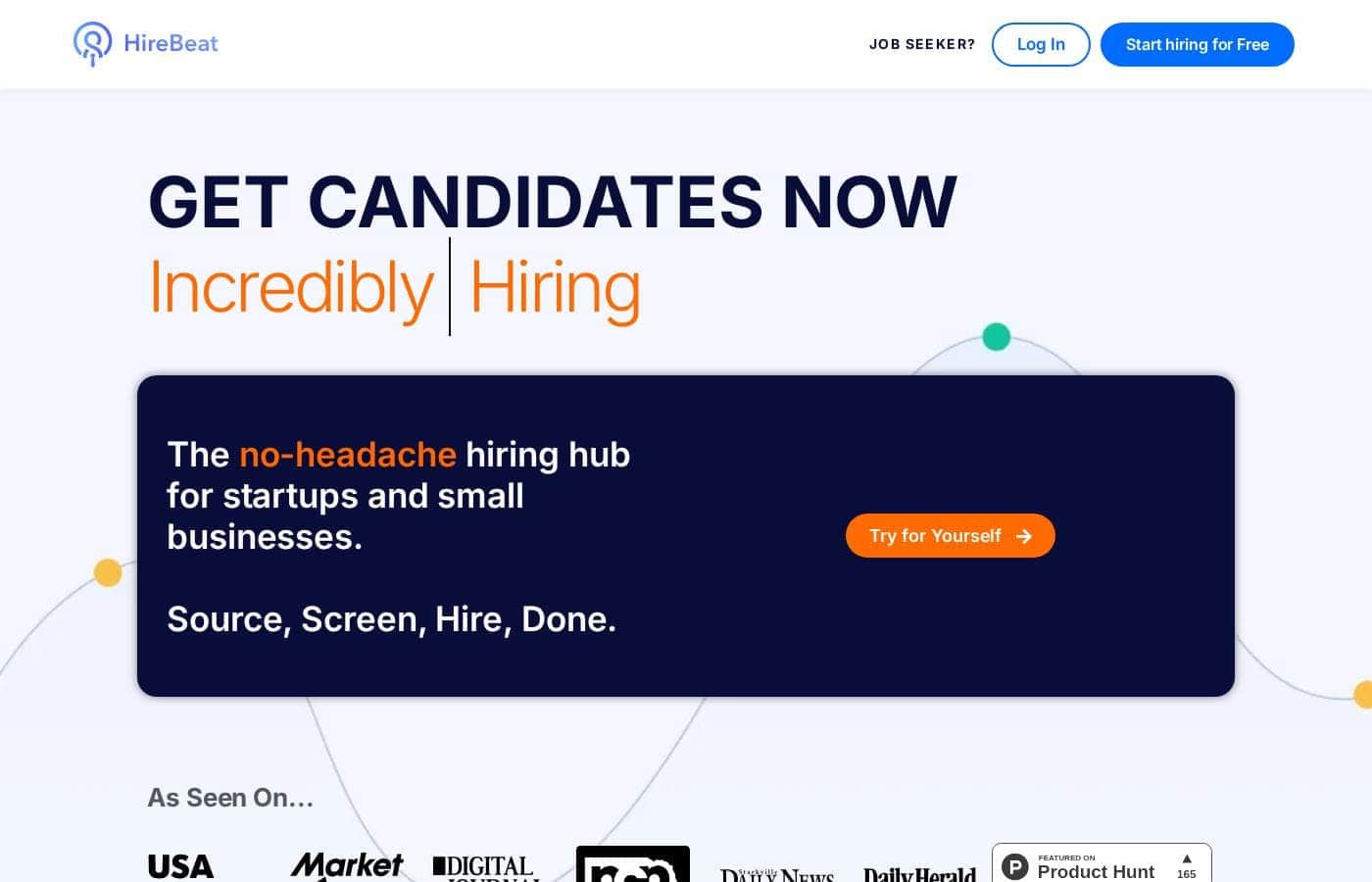 HireBeat Homepage-Screenshot