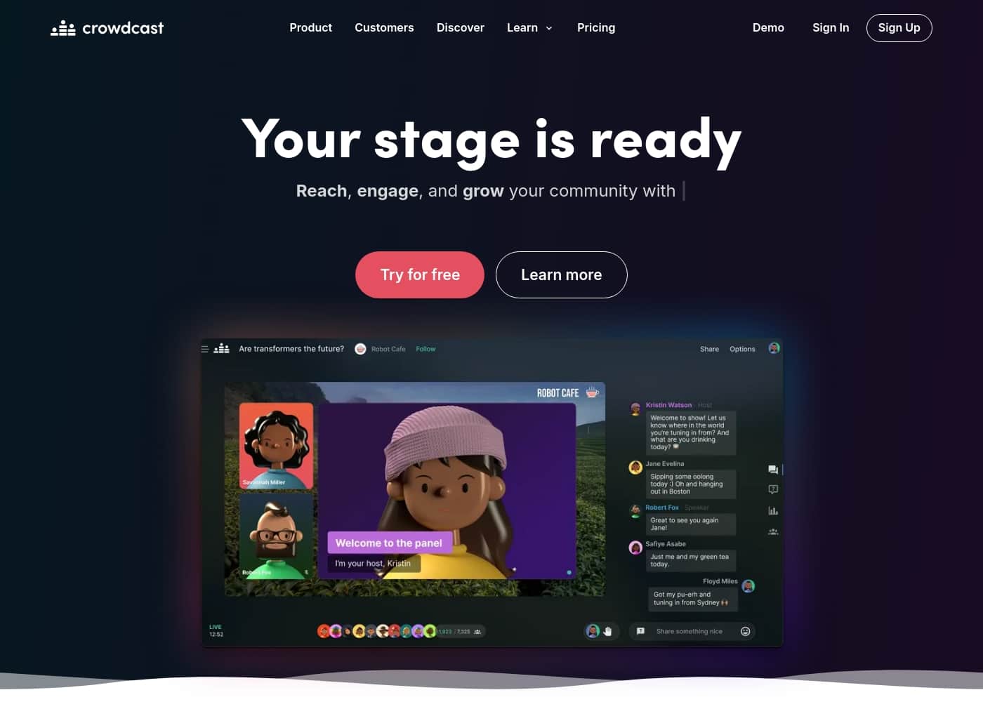 ภาพหน้าจอหลักของ Crowdcast