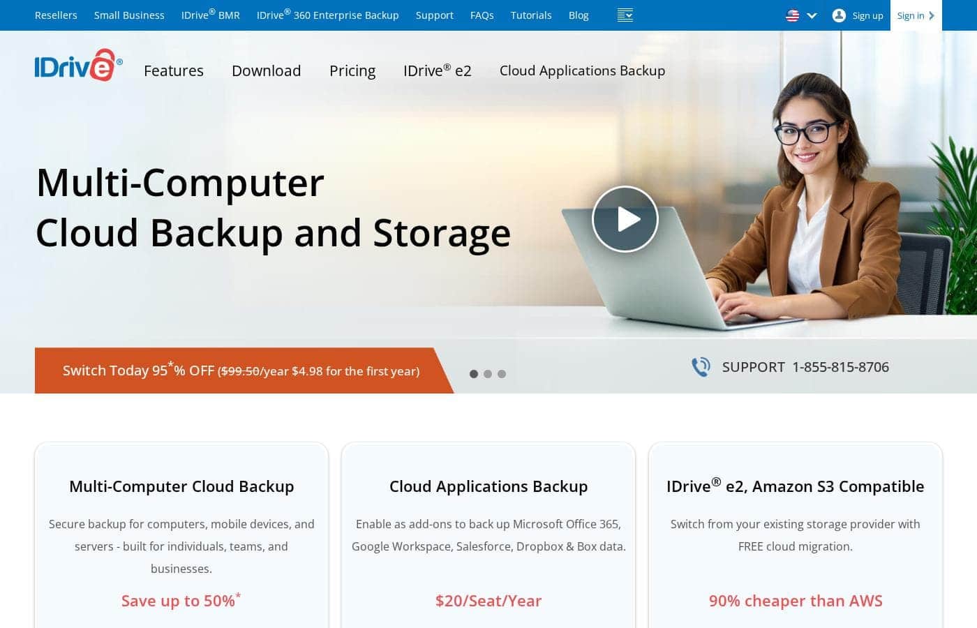 IDrive homepage screenshot