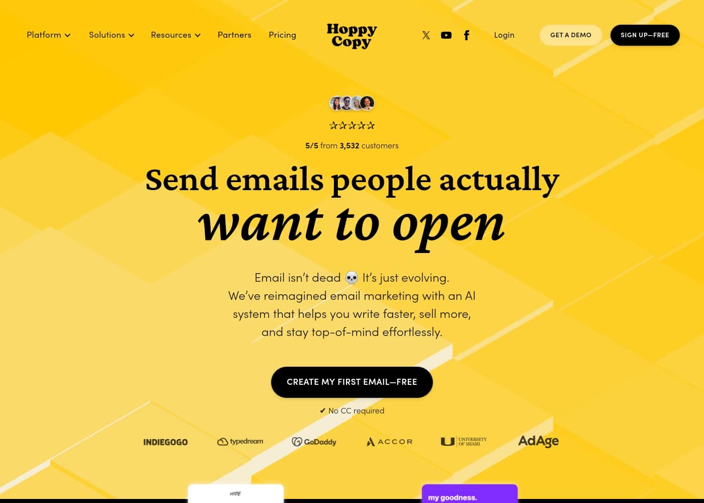 Screenshot della homepage di Hoppy Copy