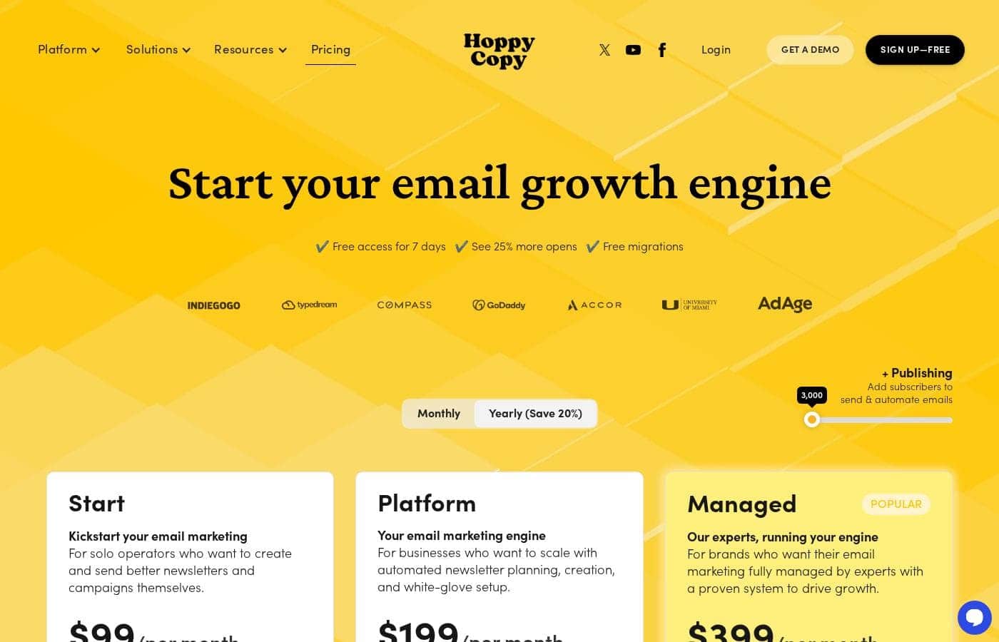 Hoppy Copy pricing page screenshot