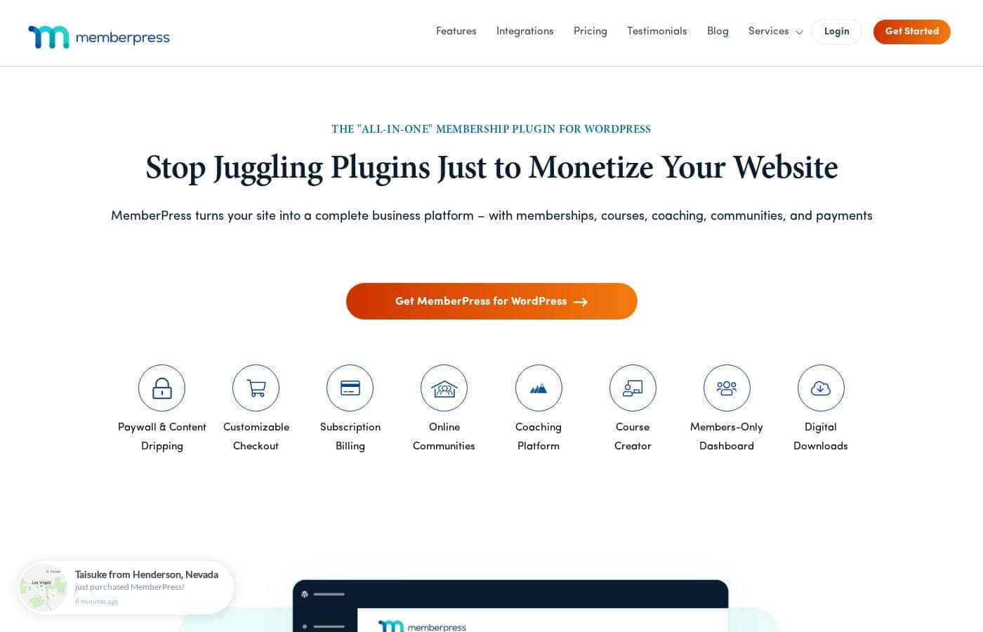 MemberPress homepage screenshot