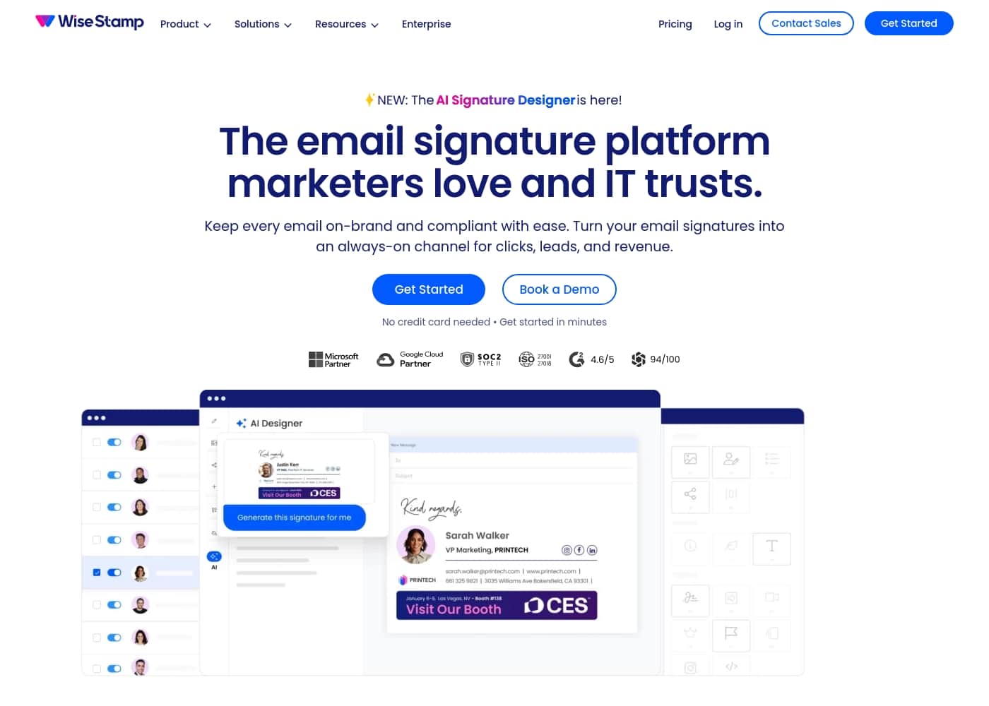 WiseStamp homepage screenshot