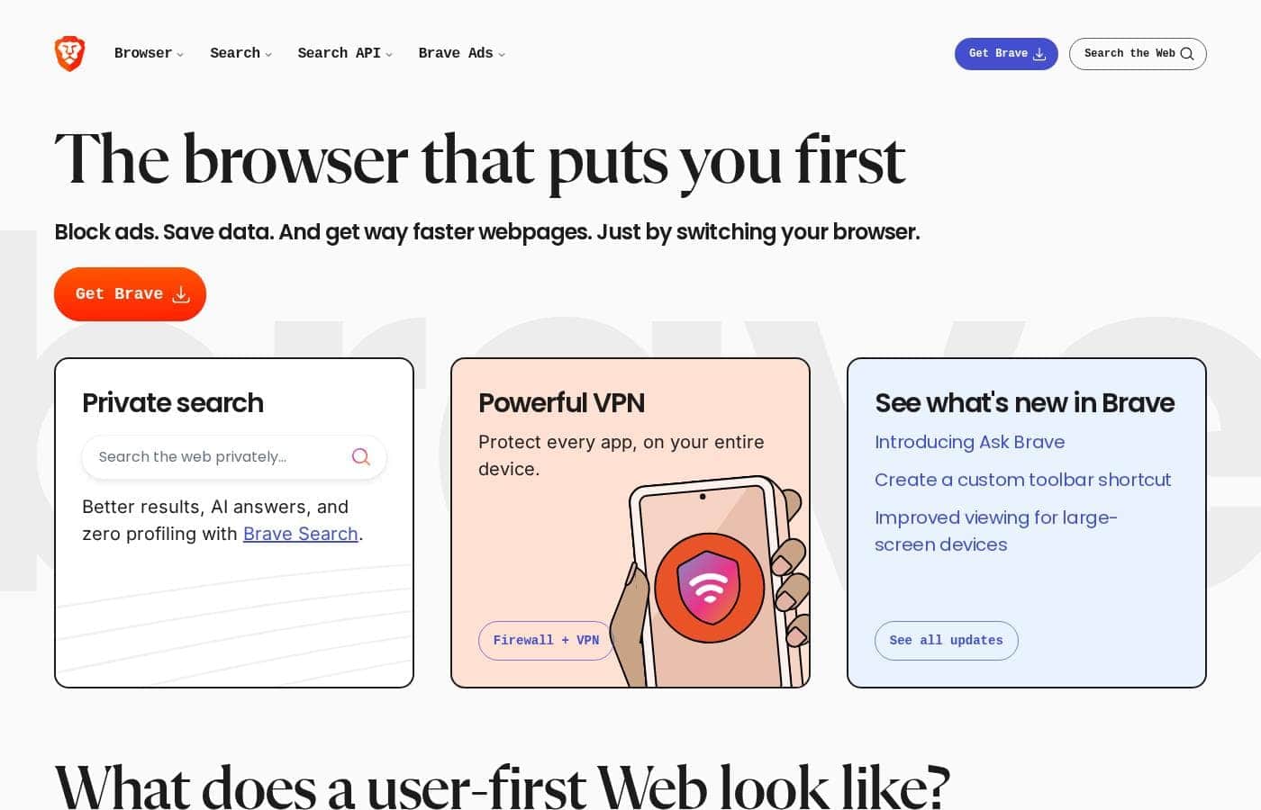 Brave pricing page screenshot