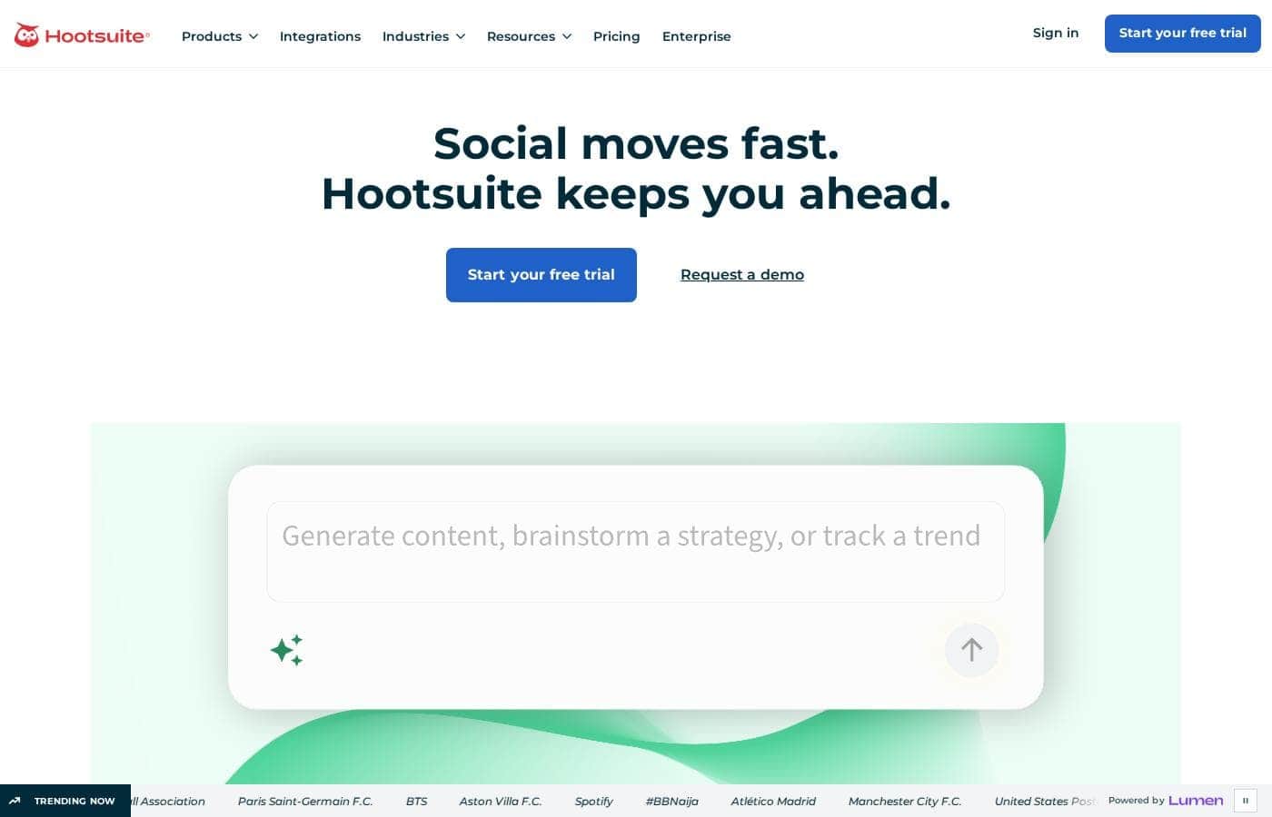 Hootsuite homepage screenshot