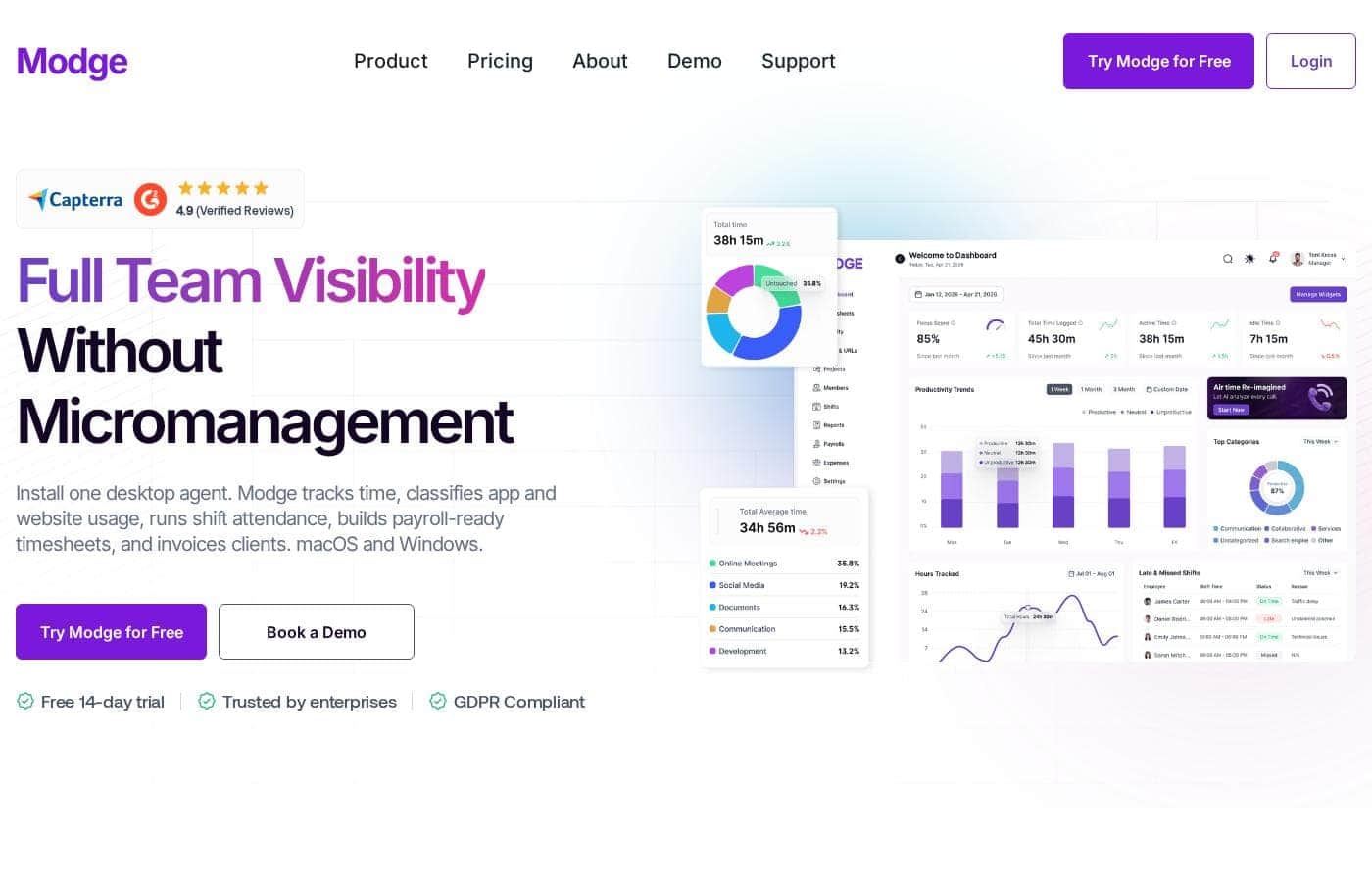 Modge homepage screenshot