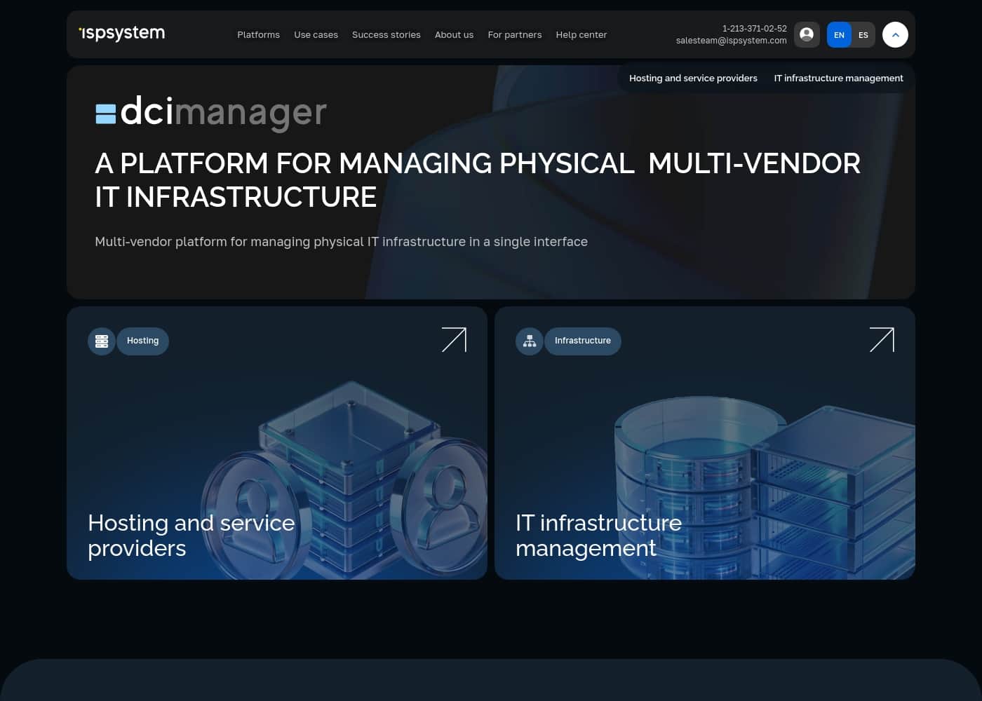 DCImanager homepage screenshot