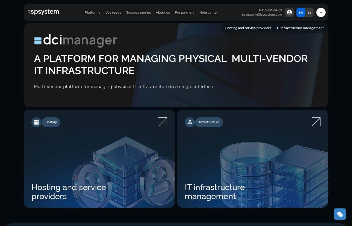 DCImanager pricing page screenshot