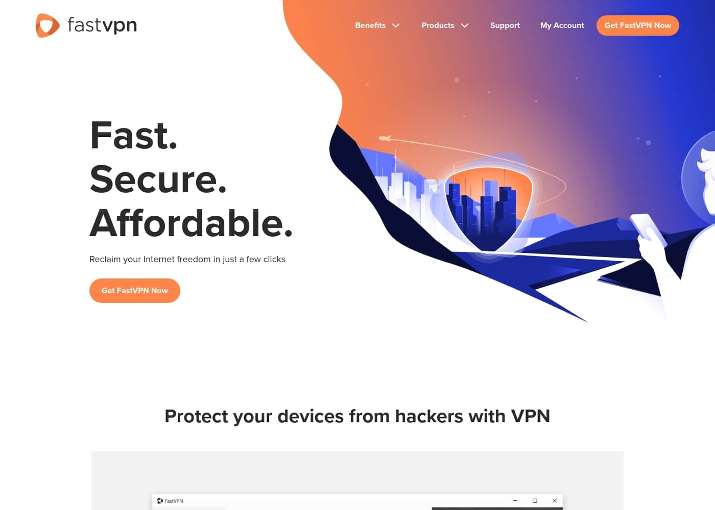 ภาพหน้าจอหลักของ FastVPN