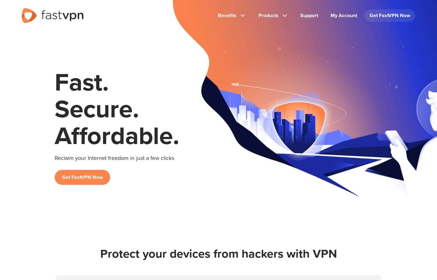 Скриншот главной страницы FastVPN