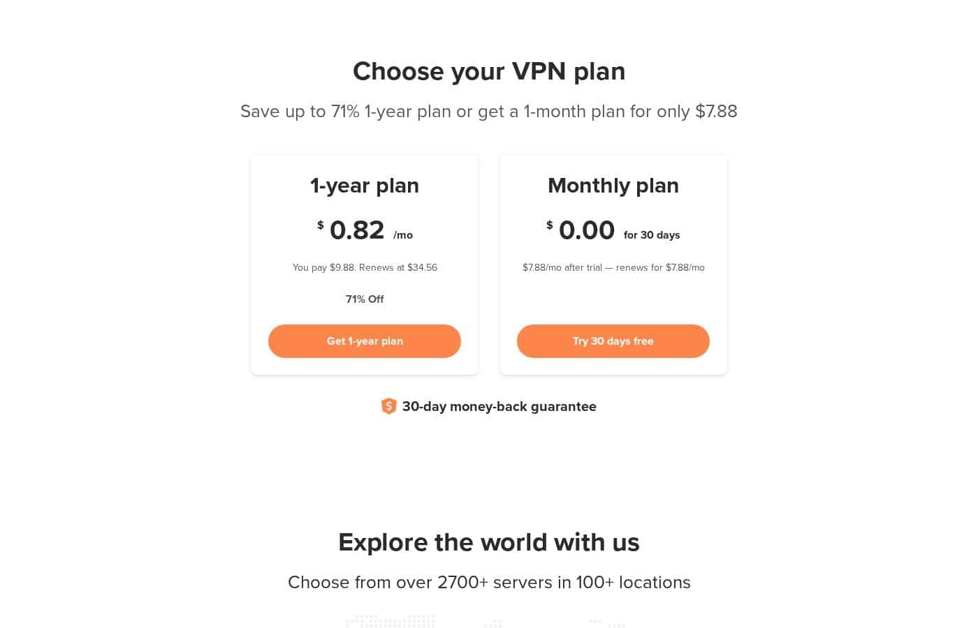 Скриншот страницы цен FastVPN