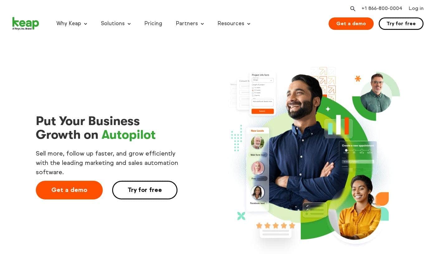 Keap homepage screenshot