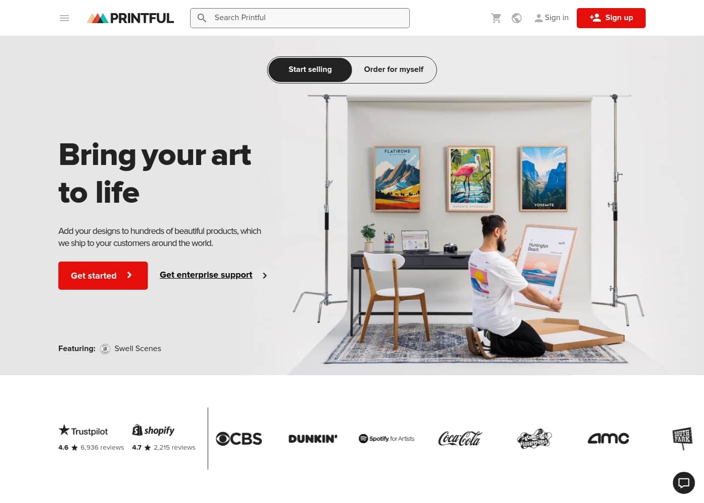 Printful homepage screenshot