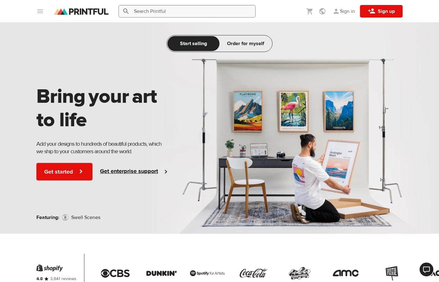 Printful homepage screenshot