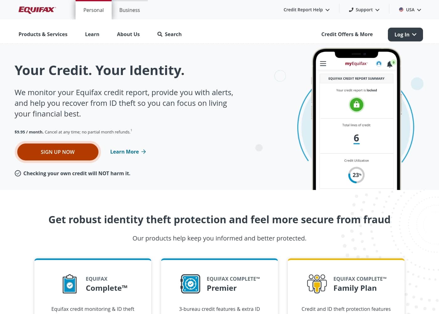 Equifax 홈페이지 스크린샷