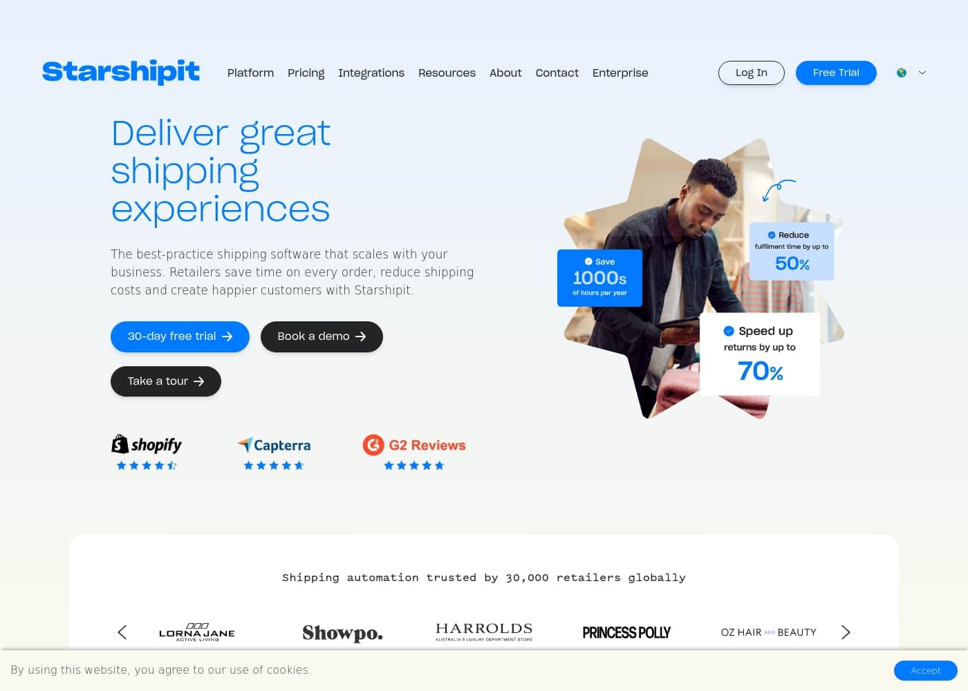 Starshipit homepage screenshot