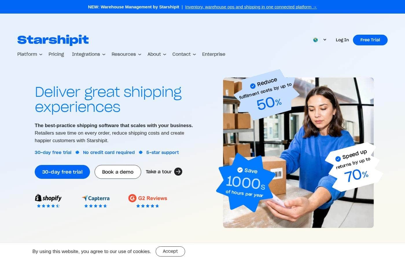 Starshipit homepage screenshot