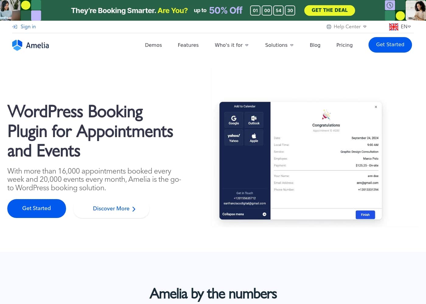 Amelia homepage screenshot