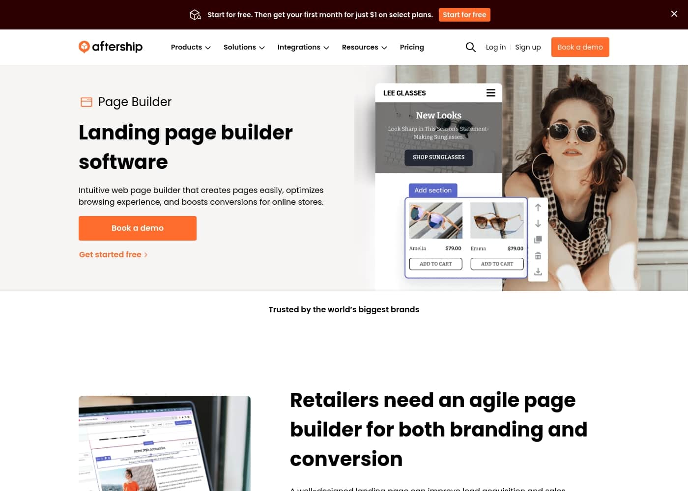AfterShip Page Builder首页截图
