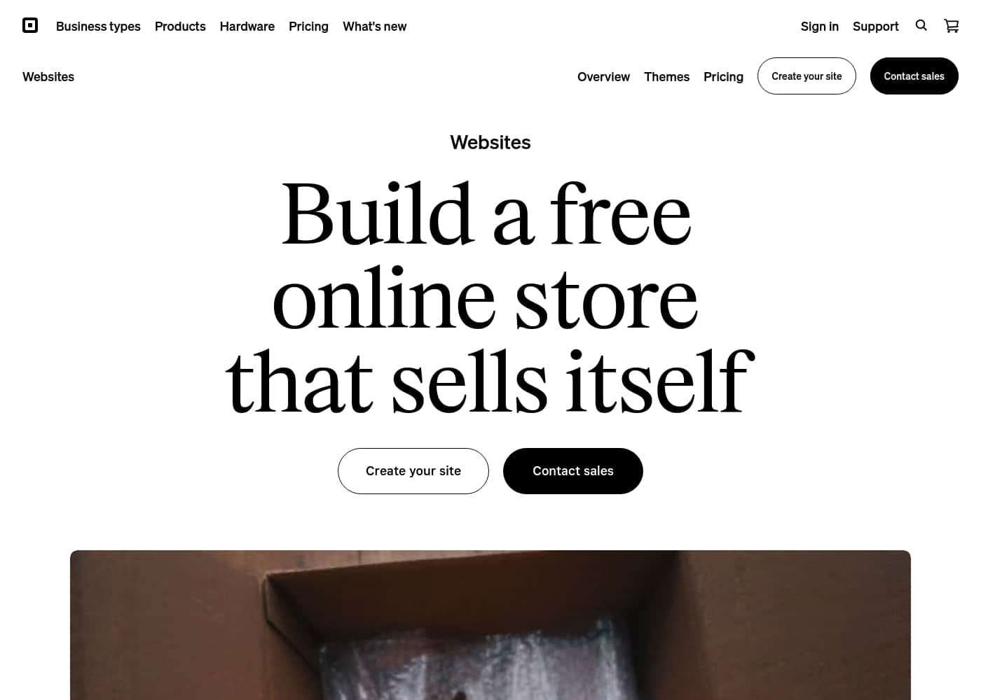 Square Online homepage screenshot