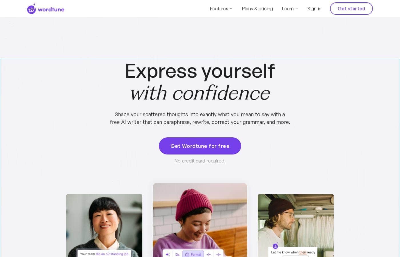 Wordtune homepage screenshot