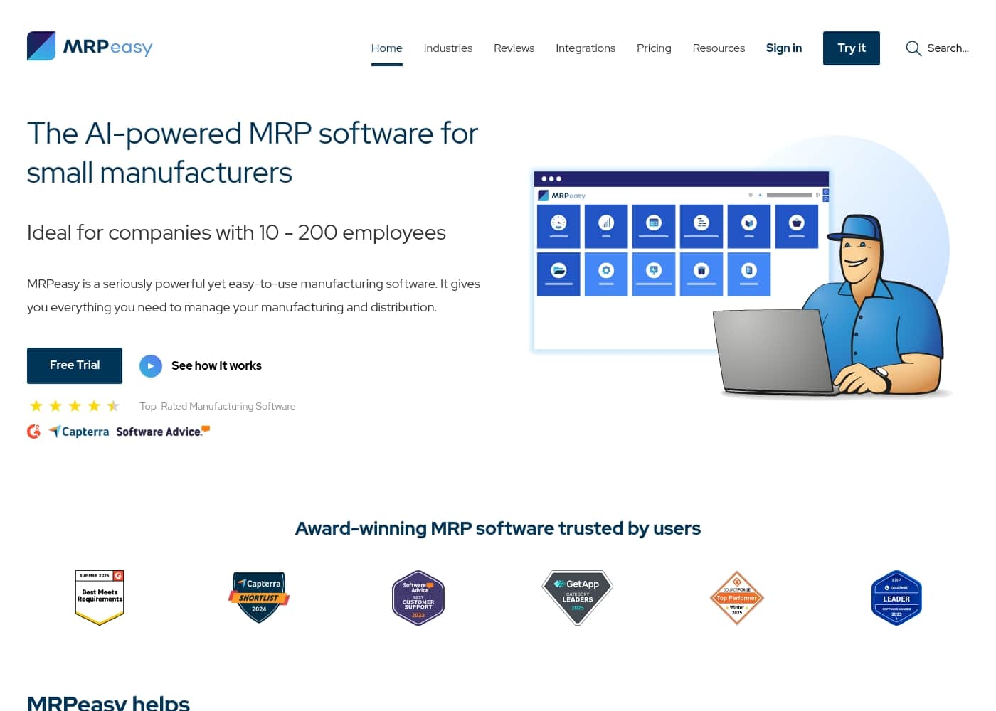 ภาพหน้าจอหลักของ MRPeasy