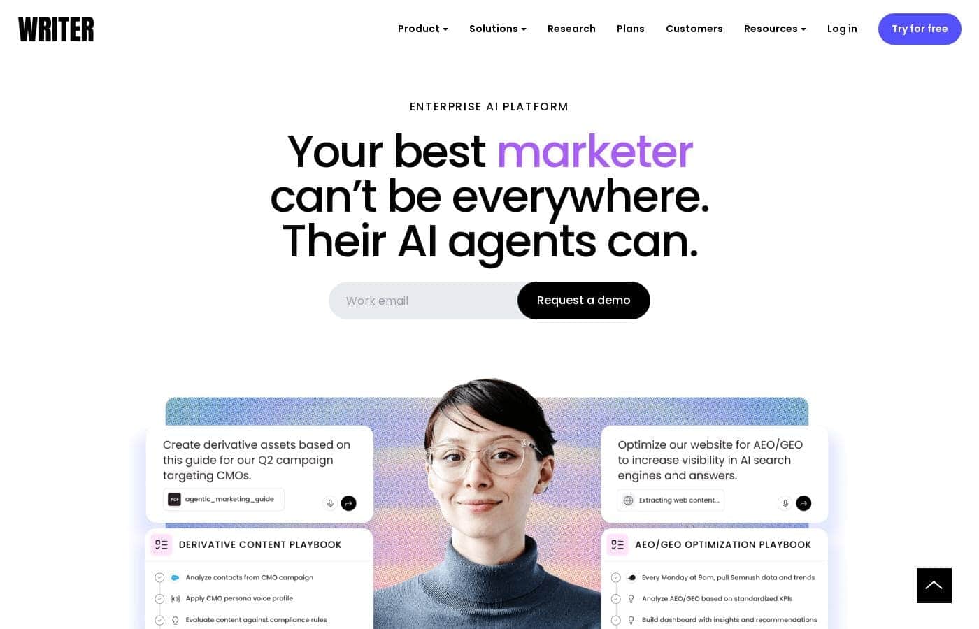 Writer homepage screenshot
