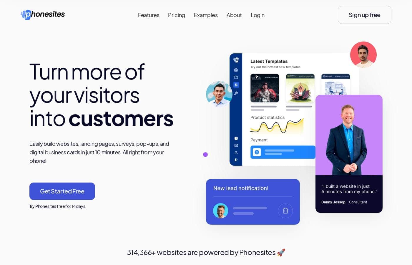 Phonesites homepage screenshot