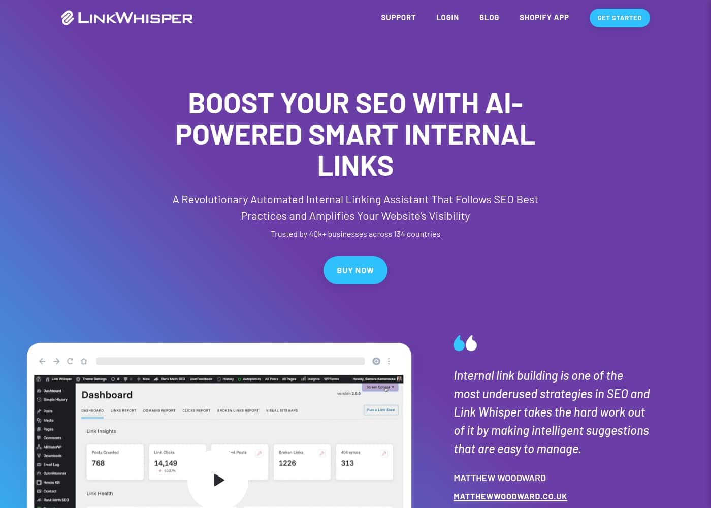 Link Whisper 홈페이지 스크린샷