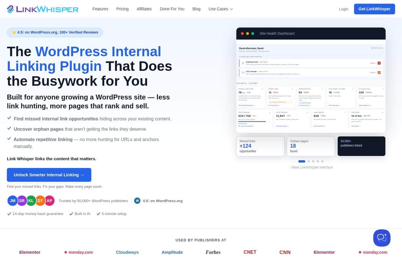 Link Whisper homepage screenshot